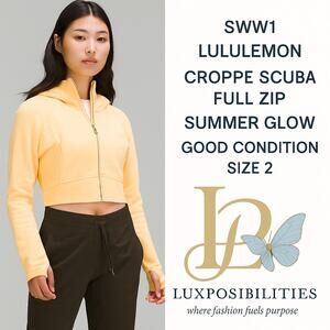 Lululemon Scuba Full Zip Cropped Hoodie Womens 2 Summer Glow